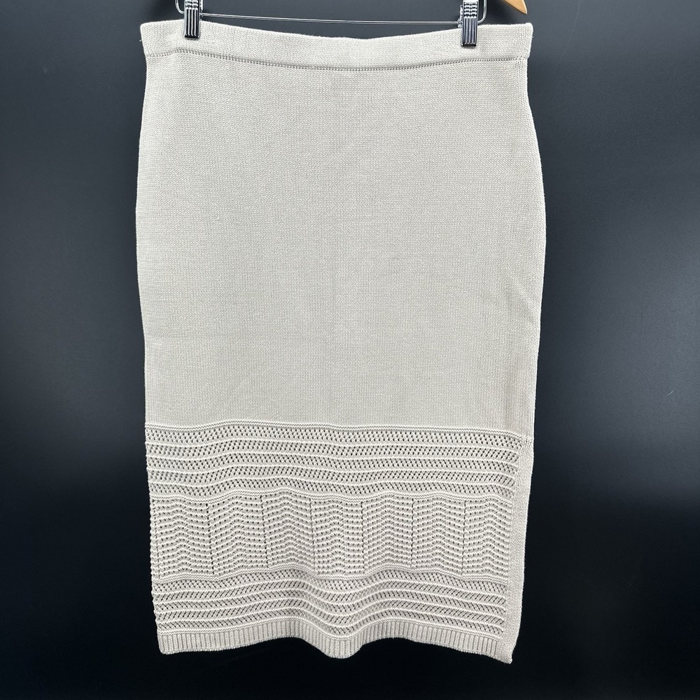 Rachel Zoe Crocheted Midi Skirt Womens XL Ivory Cottagecore Grandma Boho UU06